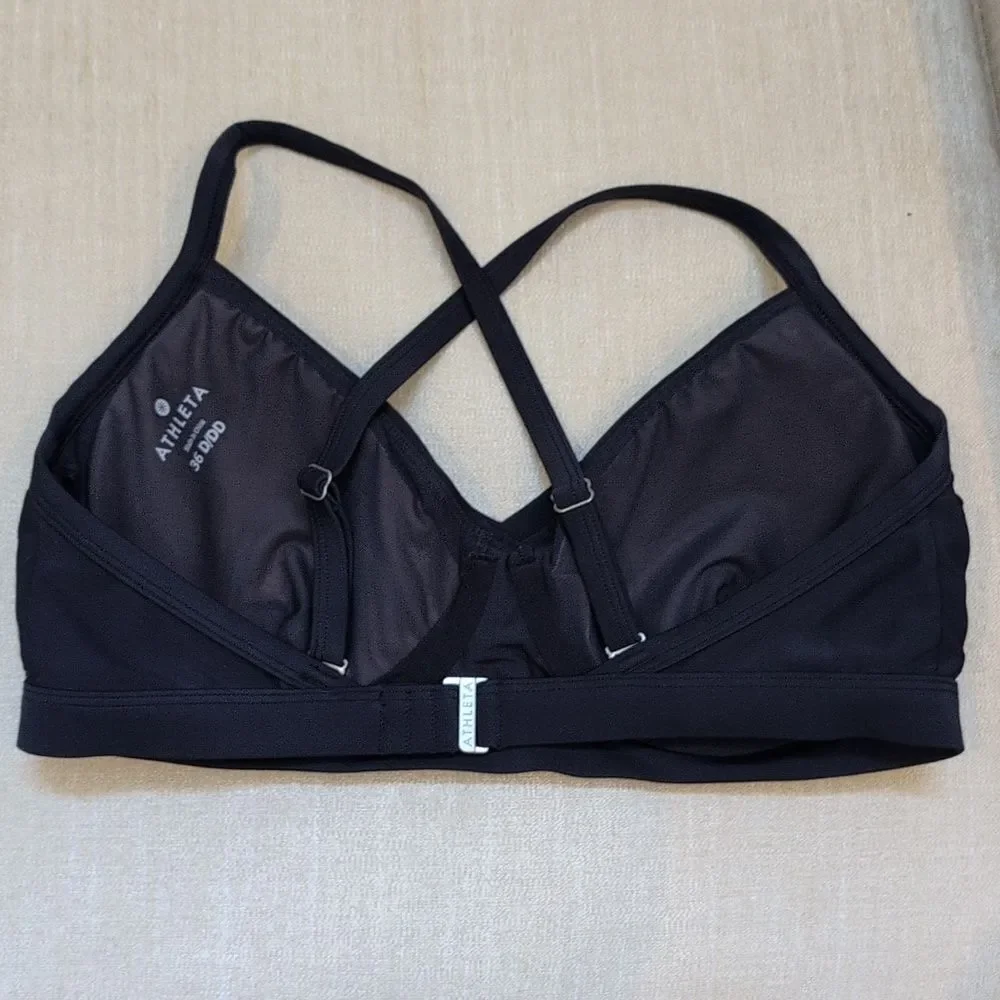 Athleta Active Navy Blue Twist Up Bikini Top Size 36D/DD Swim Workout Top